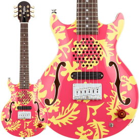 Woodstics Guitars WS-MINI ALOHA(Pink & Yellow Aloha)[Produced by Ken Yokoyama] 【特価】 ミニ・アンプ内蔵タイプ (エレキギター)