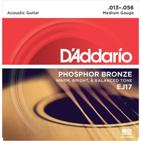 D’Addario Phosphor Bronze Acoustic Guitar Strings EJ17 [Medium] 弦 アコギ弦 (楽器アクセサリ)