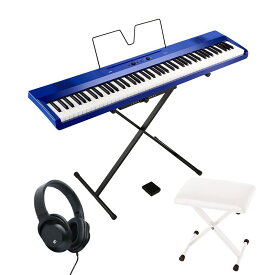 KORG Liano L1SP MBLUE(メタリック・ブルー)汎用ヘッドフォン＋X型イス(ホワイト)セット(代引不可)(沖縄・離島送料別途見積) 電子ピアノ ポータブルタイプ (電子ピアノ・その他鍵盤楽器)