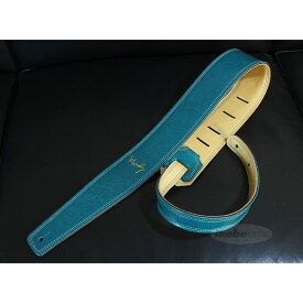 Moody Handmade Leather Straps Leather & Leather Series 2.5inch Standard Tail 【 Sapphire Blue /Cream 】 ギターストラップ (楽器アクセサリ)