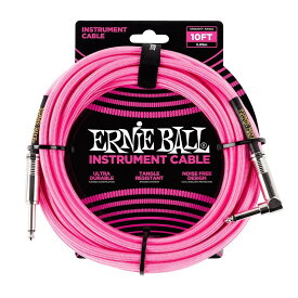 ERNIE BALL Braided Instrument Cable 10ft S/L (Neon Pink) [#6078] シールドコード シールドコード (楽器アクセサリ)