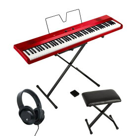 KORG Liano L1SP MRED(メタリック・レッド)汎用ヘッドフォン＋X型イス(ブラック)セット(代引不可)(沖縄・離島送料別途見積) 電子ピアノ ポータブルタイプ (電子ピアノ・その他鍵盤楽器)