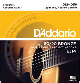 D'Addario 《ダダリオ》 80/20 Bronze Bluegrass Acoustic Guitar Strings EJ14 Light Top/Medium Bottom