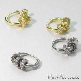 【4/25まで30％OFFクーポン】ピアス レディース blackdia ocean ブランド CZ トリプル ピアス 両耳 2個セット シンプル 三連 リング デザイン ゴールド シルバー ホワイトメタル おしゃれ かわいい 大人 上品 きれいめ キラキラ フープ リング アクリルパール