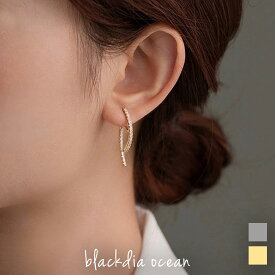 【2/10まで最大30％OFFクーポン】イヤリング イヤーカフ イヤカフ ノンホールピアス カーブ ジルコニア スティックイヤリング レディース 両耳用 ニュアンス イヤーカフ ひねり デザイン ゴールド 金 シルバー 銀 おしゃれ 可愛い かっこいい 大人 上品 blackdia ocean
