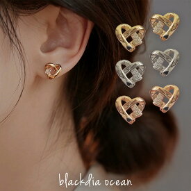 【3/4 20時〜半額クーポン】イヤリング イヤーカフ イヤカフ ノンホールピアス ジルコニア ツイスト ハートイヤリング 両耳 金属アレルギー対応 ニッケルフリー ゴールド 金 シルバー 銀 ピンクゴールド ぴんく お洒落 可愛い かっこいい 大人 上品