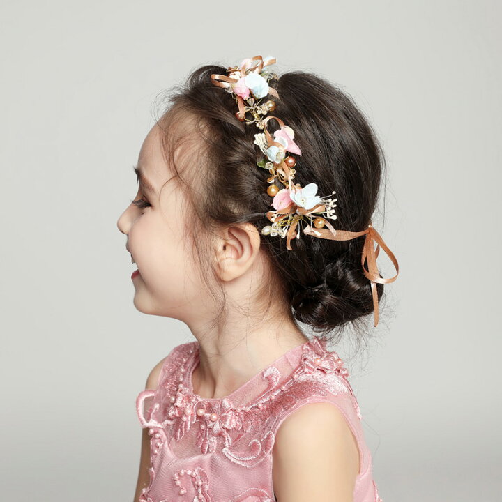 市場 花かんむり キッズ キッズドレス ヘッドドレス ドライフラワーの ベビー 子供ヘッドドレス 花冠 花輪 女の子 りぼん ヘアアクセサリー