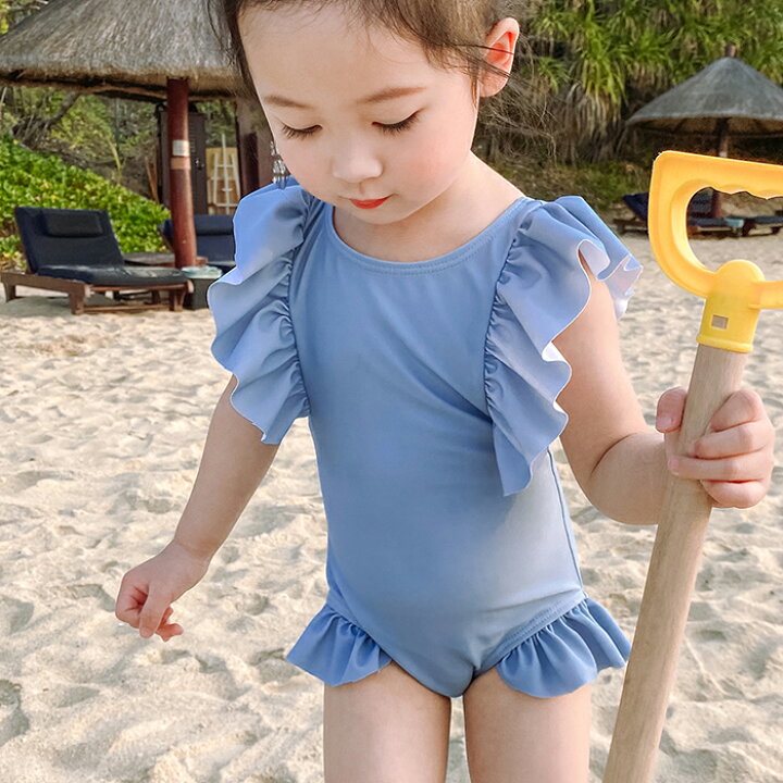 楽天市場 子供 水着 キッズ 水着 女の子 スイミング 子ども ベビー スクール水着 ガールズ ベビースイミング ラッシュガード 女児 水泳 海 水遊び プール ビーチ 可愛い 幼稚園 保育園 無地 ブルー オレンジ 2色 80cm 90cm 100cm 110cm 1cm 130cm 渋谷ウイングス
