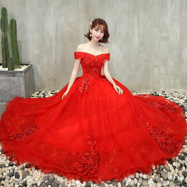 楽天市場 演奏会用カラードレス 赤 ロングドレス パーティードレス フォーマルドレス 結婚式 コンサート 二次会 プリンセス 花嫁 ウエディングドレス 披露宴 発表会 大きいサイズ 小きいサイズ ステージ衣装 渋谷ウイングス