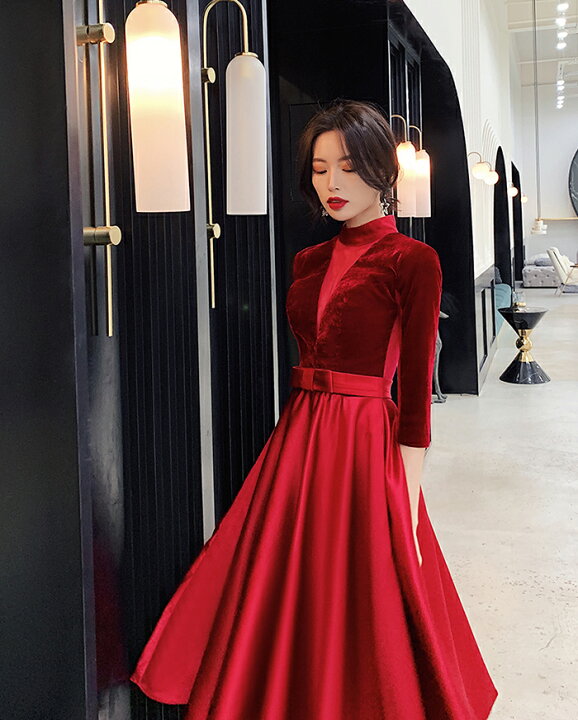 楽天市場 パーティードレス 長袖 ロングドレス 演奏会 イブニングドレス カラードレス フォーマルドレス 花嫁 ドレス カクテルドレス 二次会 コンサート 結婚式 お呼ばれ ワンピース 披露宴 発表会 大きいサイズ 赤 Xxs Xs S M L Xl Xxl Xxxl 渋谷ウイングス