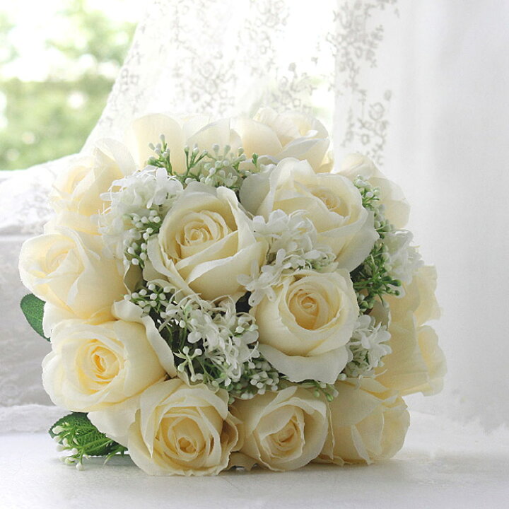 楽天市場 ウエディングブーケ 結婚式 造花 ウェディングブーケ 花嫁 ブーケ 手作り ブライダルブーケ キャスケードブーケ 二次会 海外挙式 エレガント プレゼント 送料無料 渋谷ウイングス