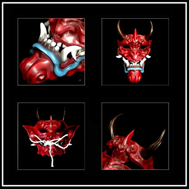 仮面 はんにゃ 般若のお面 飾り 仮装パーティー 怖い マスク 銅 仮面舞踏会 お祭 ハロウィン コスプレ インテリア 樹脂 銀 Cosplay クリスマス 和風 赤 Halloween お面