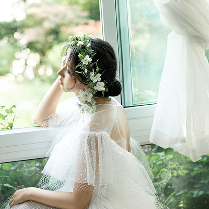 楽天市場 ウエディング 花冠 ティアラ ヘッドドレス イヤリング 2点セット 花かんむり 結婚式 ヘアアクセサリー 花嫁 カチューシャ 髪飾り ウェディング 森ガール 花輪 パーティー 手作り 造花 姫風 フェス 海外旅行 写真撮り 渋谷ウイングス