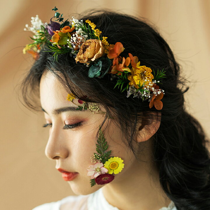 楽天市場 花冠 ティアラ 花かんむり ウエディング ヘッドドレス 結婚式 カチューシャ ヘアアクセサリー 花嫁 髪飾り ウェディング 森ガール 花輪 手作り 造花 姫風 パーティー 写真撮り フェス 海外旅行 渋谷ウイングス