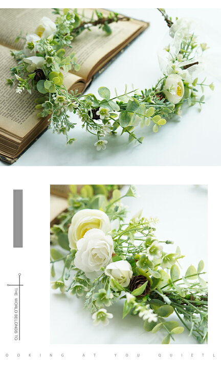 楽天市場 ウエディング 花冠 花かんむり ヘッドドレス カチューシャ ティアラ 結婚式 ヘアアクセサリー 髪飾り ウェディング 森ガール 花輪 造花 手作り 姫風 花嫁 パーティー 写真撮り フェス 海外旅行 送料無料 渋谷ウイングス