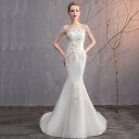 【30%OFF+1000円クーポン★楽天スーパーSALE限定】マーメイドドレス ウェディングドレス パーティードレス ロングドレス 花嫁 ウエディングドレス 結婚式 マーメイドライン エンパイア ブライダル 大きいサイズ 小きいサイズ 二次会 発表会 披露宴 オフホワイト