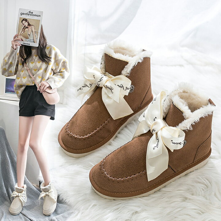 楽天市場 スノーブーツ レディース 冬 ショートブーツ 滑らない 防寒 ムートンブーツ 短靴 幅広 スノーシューズ 大きいサイズ おしゃれ 暖かい 痛くない 保温 ぺたんこ 歩きやすい 通学 通勤 足が疲れない 柔らか 雪用 ラウンドトゥ プレゼント ギフト 22 5 25cm 4色 黒