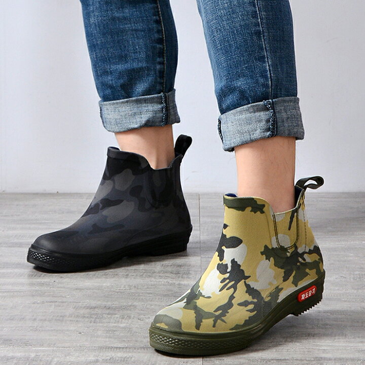 市場 メンズ ショート 春夏 長靴 ファッション 防水 チューブ ブーツ レイン インナー 釣り