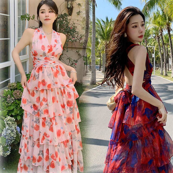 楽天市場】ワンピース 春 ロング ロングワンピ花柄 エスニック  