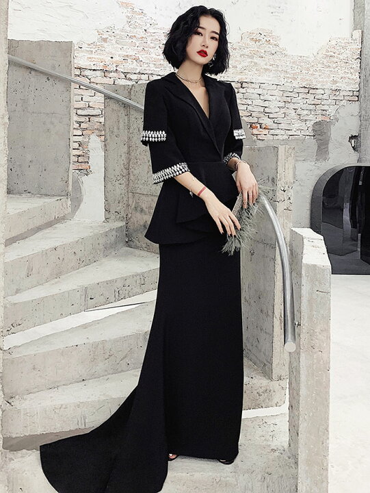 楽天市場 パーティードレス ロングドレス 演奏会 袖あり イブニングドレス カラードレス 黒 演奏会ドレス 結婚式 フォーマルドレス カクテルドレス 花嫁 ａライン 二次会 大きいサイズ コンサート お呼ばれ エンパイア 発表会 披露宴 Xxs Xs S M L Xl Xxl Xxxl 渋谷