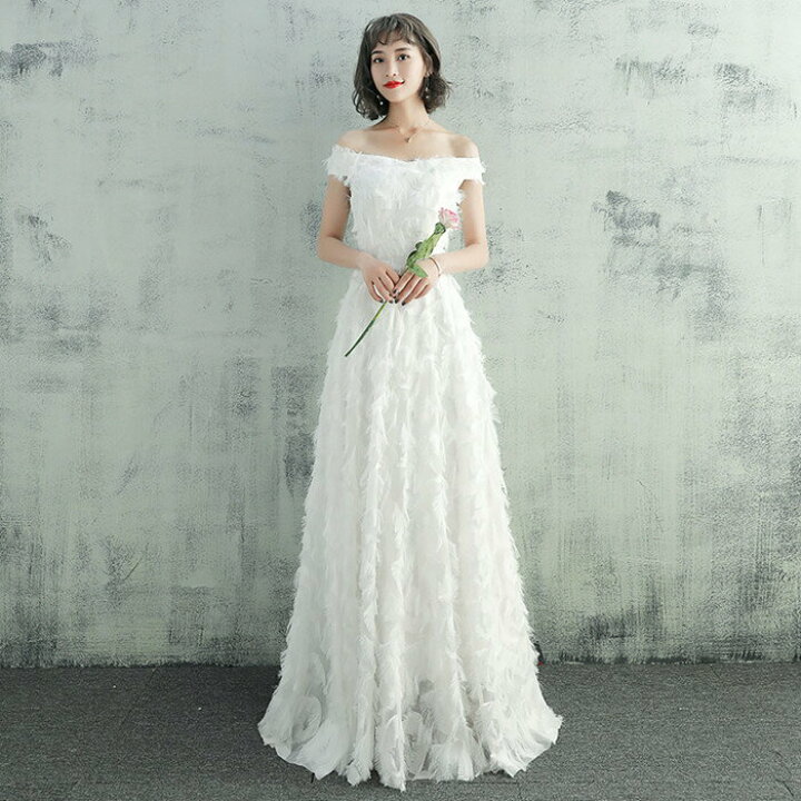 楽天市場】ウェディグドレス 白 花嫁 二次会 ボレロ付き aラインドレス 