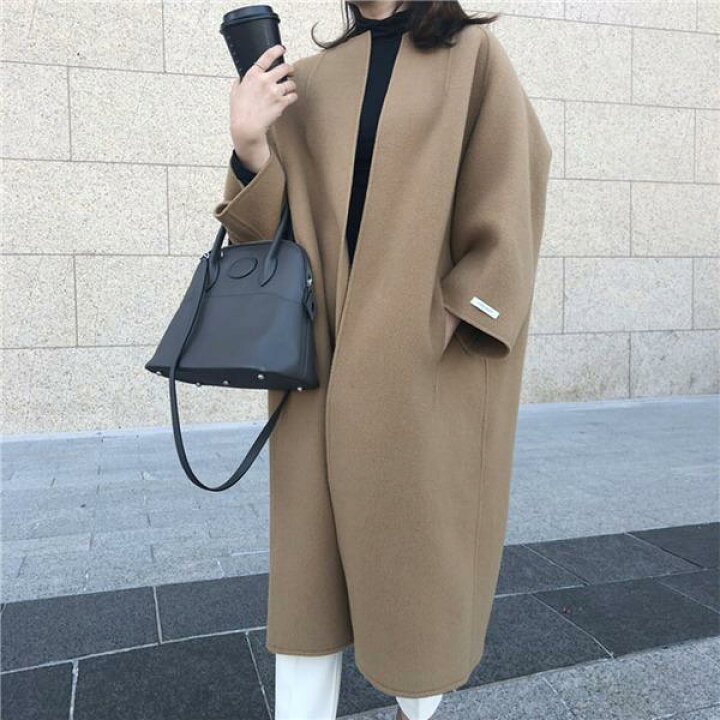 チェスターコート レディース ロングコート ゆったり アウター 襟なし 無地 ビジネス 暖かい 細身 カジュアル 可愛い カジュアル 通勤 羽織り おしゃれ 防寒 秋冬 渋谷ウイングス