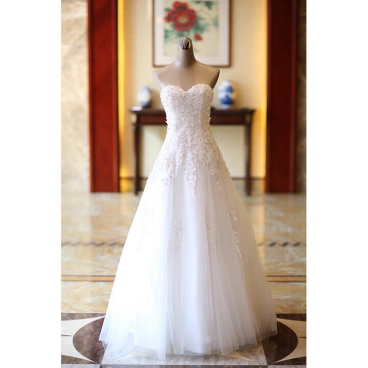 楽天市場】ウェディングドレス aラインドレス ハートカット 結婚式  
