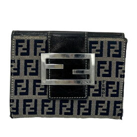 FENDI フェンディ 三つ折り 財布 ズッキーノ キャンバス レザー レディース 本体のみ 金具一部欠品 【中古品】 52404K10