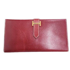 本物 エルメス HERMES ベアンスフレ オーストリッチ レザー 長財布  