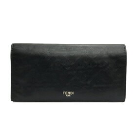 FENDI フェンディ 長財布 7M0355AJF4F19KP シャドー レザー ブラック メンズ財布 保存袋 お箱付属 【中古】 22509K42