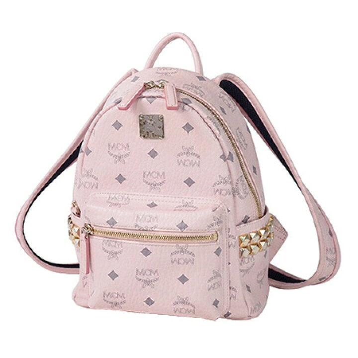 美品 MCM リュック ミニ パウダーピンク サイドスタッズ ヴィセトス  