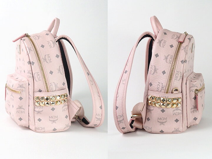 美品 MCM リュック ミニ パウダーピンク サイドスタッズ ヴィセトス  
