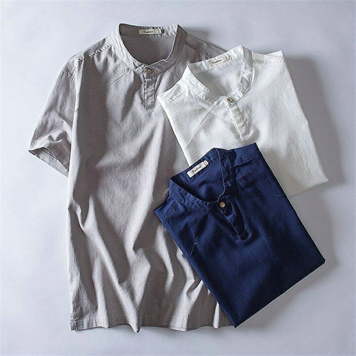 楽天市場 シャツ メンズ 半袖 リネンシャツ ヘンリーネック 無地 白シャツ 夏 バンドカラー プルオーバーシャツ カジュアルシャツ 七海楽天市場店 楽天市場 シャツ メンズ 半袖 リネンシャツ ヘンリーネック 無地 白シャツ 夏 バンドカラー プルオーバーシャツ カジュアルシャツ 七海楽天市場店