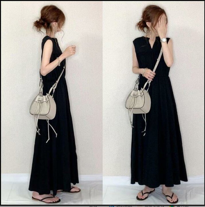 楽天市場 翌日発送 マキシワンピース ノースリーブ ワンピース Aライン 黒 Vネック ロング きれいめ カジュアル 黒ワンピース コーデ フォーマル 夏 40代 アウター 黒ワンピ 体型カバー ゆったり 通勤 Ol 着痩せ 丈 くるぶし 大きいサイズ およばれ 2次会 ワンピース