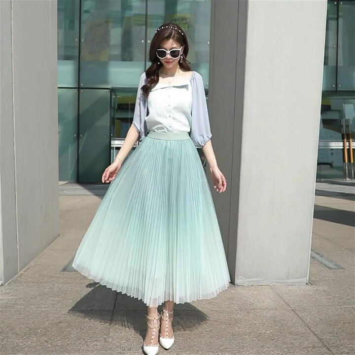 楽天市場】プリーツスカート ロングスカート スカート 夏 レディース A  