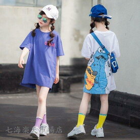 子供服 女の子 Tシャツ ワンピース キッズ 親子ペア 韓国子供服 ジュニア 夏 半袖 ロングT 子供ドレス dress カジュアル おしゃれ 可愛い 通学着 通園着 ホワイトデー