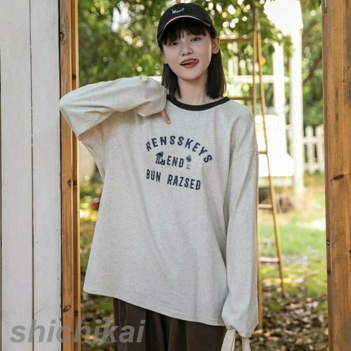 楽天市場】tシャツ レディース 長袖 綿100% クルーネック カットソー  
