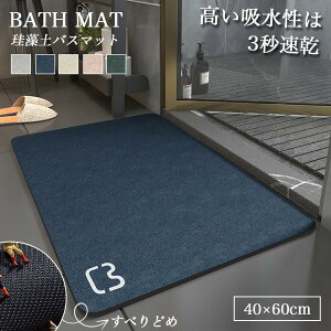 短納期 珪藻土バスマット40x60cm サイズ 珪藻土マット 風呂 バスマット 足ふきマット 速乾 珪藻土 キッチンマット 滑り止め 浴室 洗面所 吸水 速乾 抗菌 滑り止め 北欧 脱衣所 吸水マット ソフ