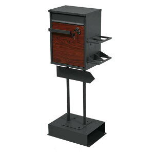 【2色/傘立て付き】 ポスト スタンド 鍵付き 置き型 メ一ル便 A4対応 北欧 一戸建て用 スタンドポスト メールボックス A4対応 新聞受け 高級 ポスト 配達ボックス 不在受取 置き配 ボックス 置