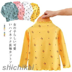 長袖 キッズ カットソー フリルが可愛い Tシャツ 女の子 トップス インナー ロンT 90 100 110 120 ハート柄 130cm