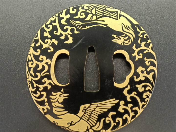 楽天市場】刀鍔 双鳳の図 鉄製 絵金 鍔 刀の鍔 つば 鐔 刀鐔 日本刀 