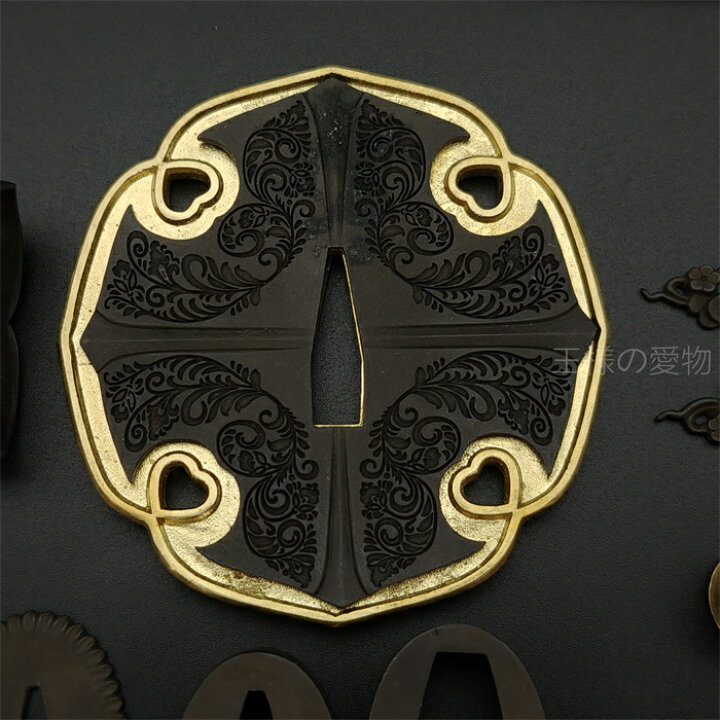 楽天市場】飾り太刀 太刀金具 煮黒 毛彫一作 刀鍔 目貫 縁頭 切羽 鐺 