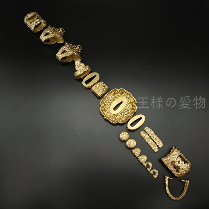 楽天市場】太刀金具 桜紋 刀鍔 目貫 縁頭 切羽 鐺 柄鞘一式金具 銅製 