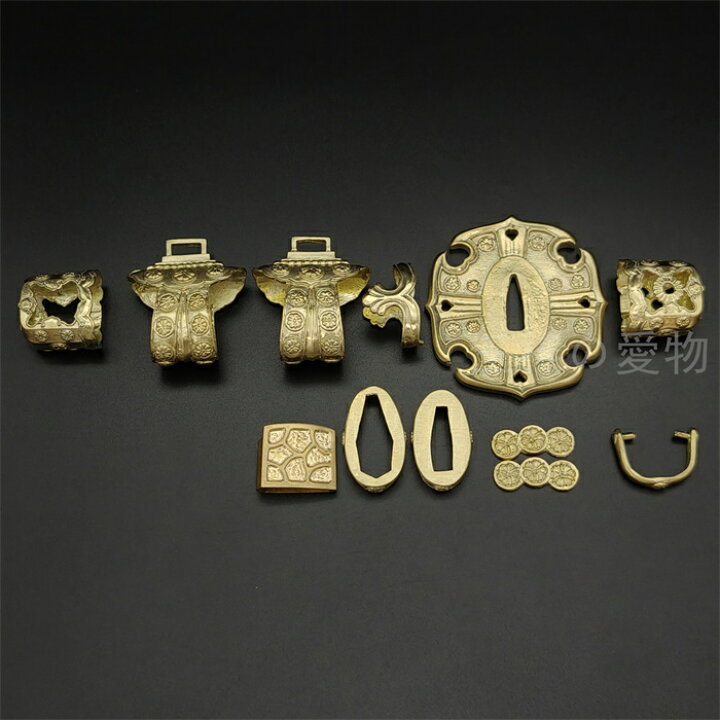 楽天市場】太刀金具 桜紋 刀鍔 目貫 縁頭 切羽 鐺 柄鞘一式金具 銅製 