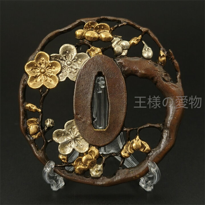 楽天市場】日本刀装具 桜の木の図 刀鍔 銅地 細工 絵金銀 鍔 刀の鍔 