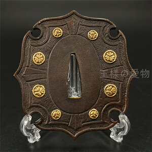 日本刀装具 刀鍔 家紋図 三つ葉葵 銅地 金工 細工 鍔 つば 居合用 刀剣美術