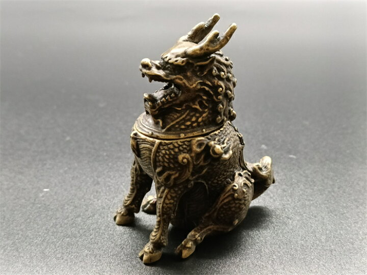 楽天市場】銅製置物 麒麟 銅色 神獣 香炉 金工 細工 香道具 インテリア 