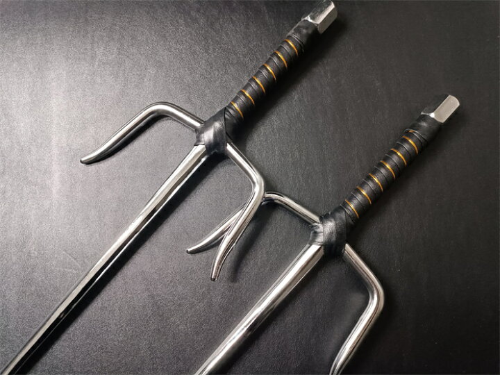 楽天市場】武具 十手 釵 サイ 琉球古武術 48CM 銀色 鉄製 二本セット 