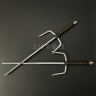 武具　釵　サイ　十手　琉球古武術　53CM　鉄製　銀メッキ　二本セット