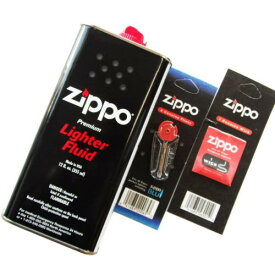 ZIPPO ジッポー オイルL缶 フリント 芯 3点セット 喫煙具【メール便発送は出来ません】